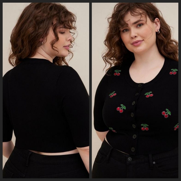 Torrid Cardigan Button-Front 3/4 Sleeve Cropped Sweater 2X NWT OBO - Picture 1 of 6